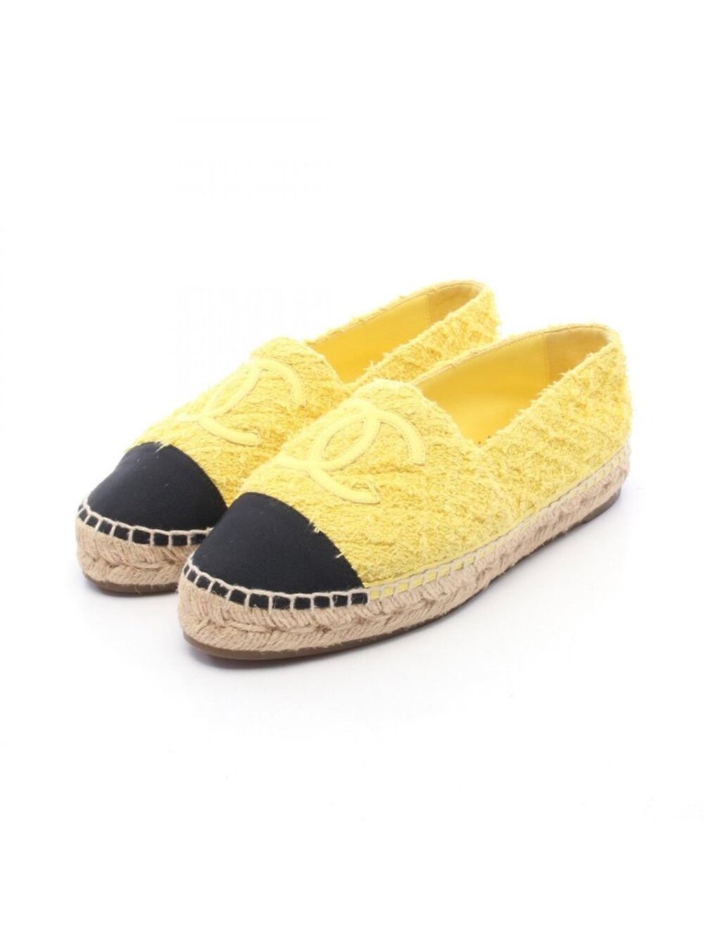 Chanel Slip-on CC Logo Espadrilles Yellow Leather